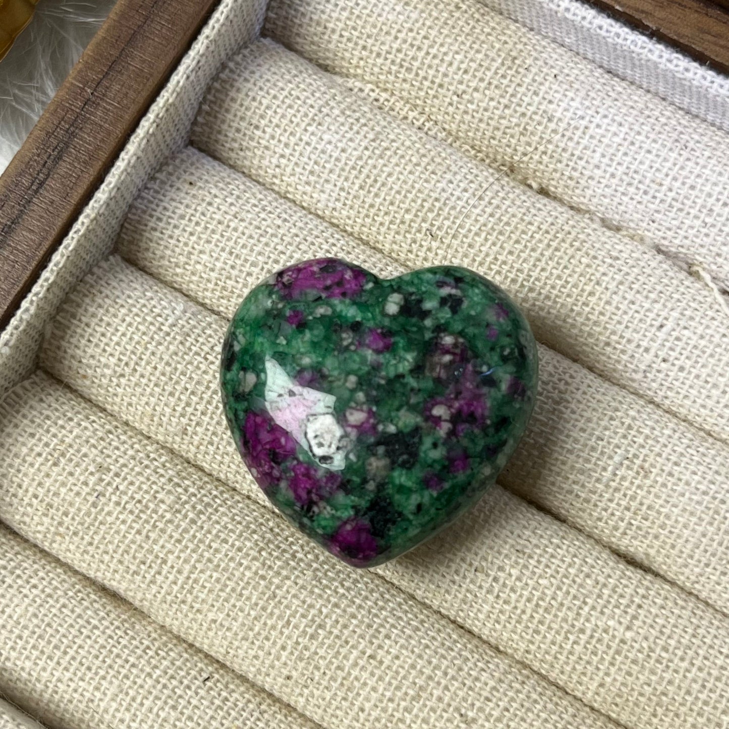 Crystal Heart Stress Relief Palm Stone, available in multiple colors/an item