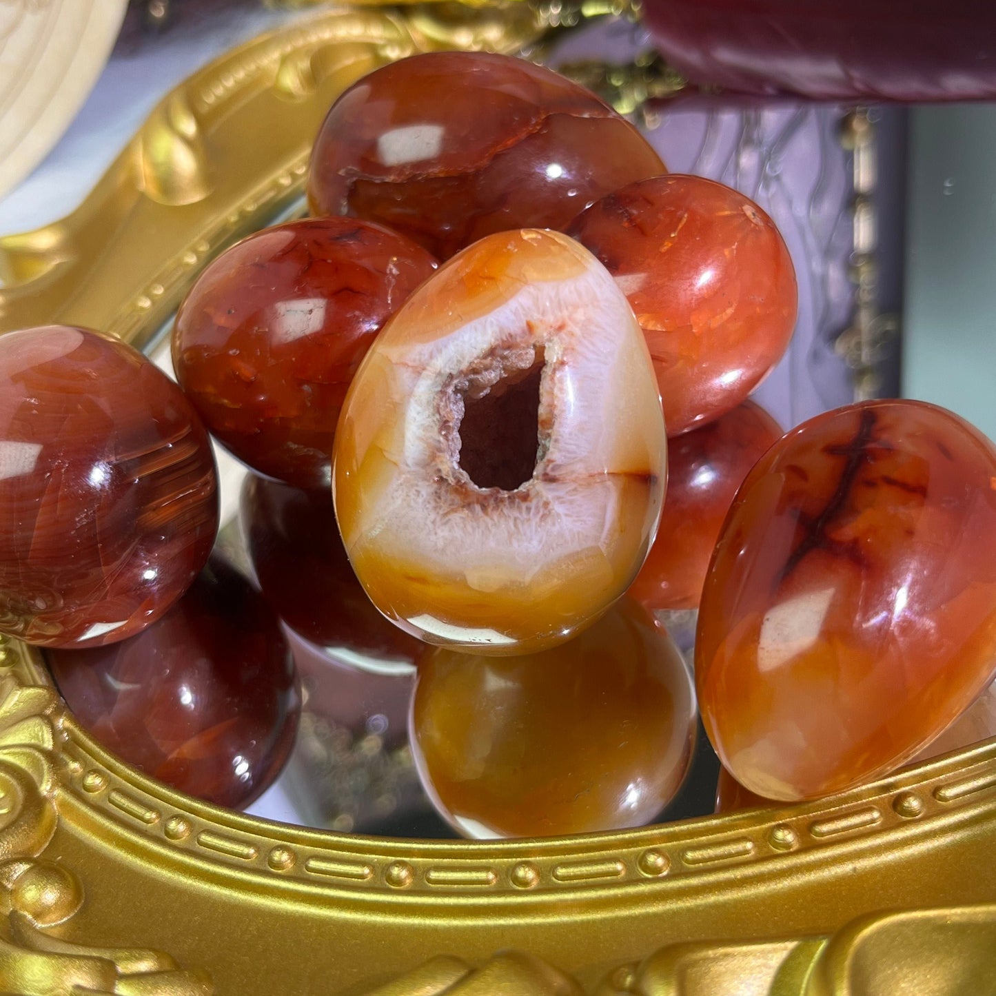 Red Agate Oval Egg