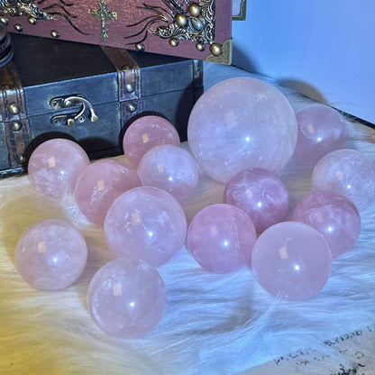 【Unconditional Love】Rose Quartz Sphere, for self-love, romantic love, familial affection, or friendship.