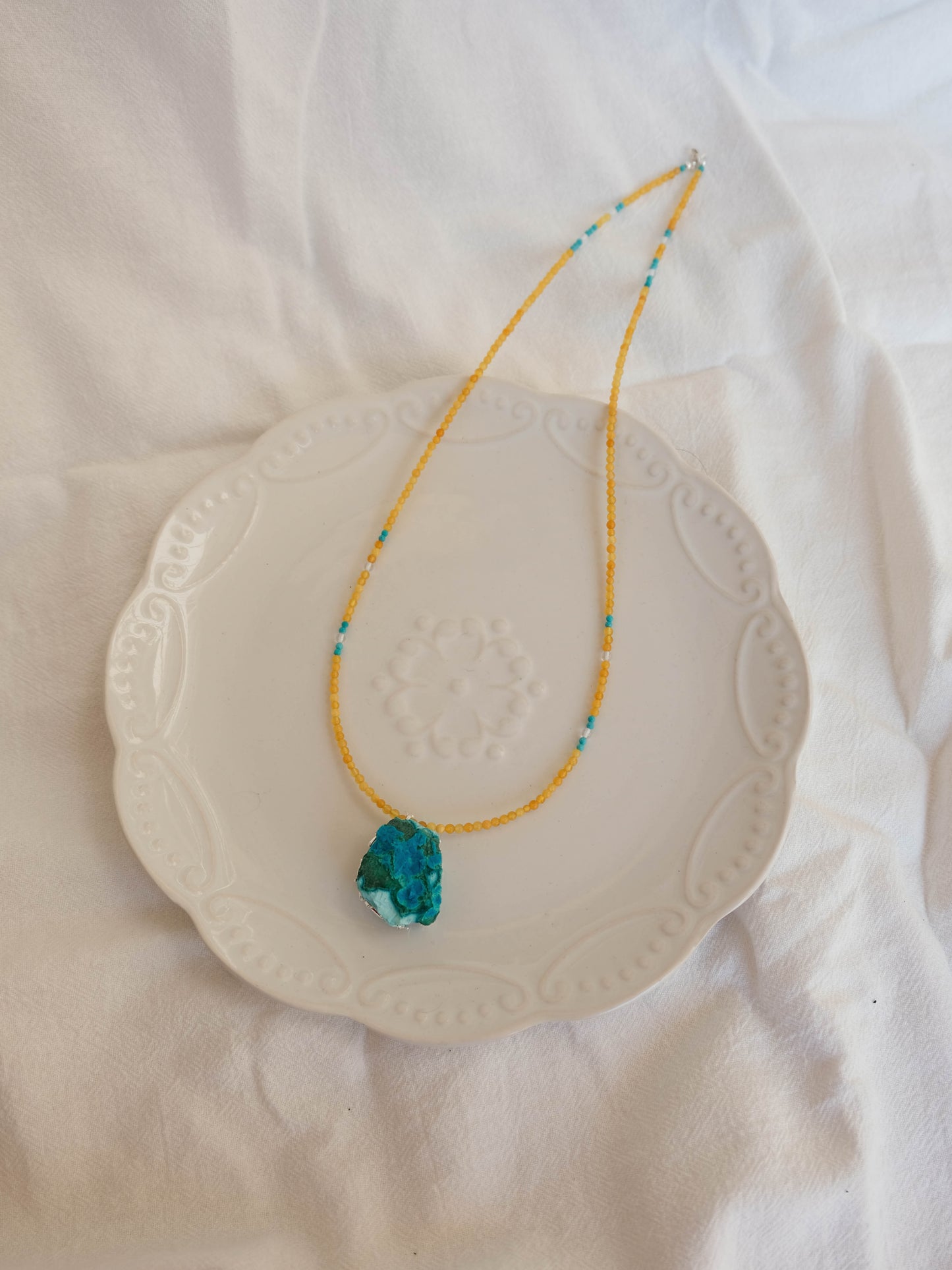 Raw Malachite with Azyrute Pendant Necklace